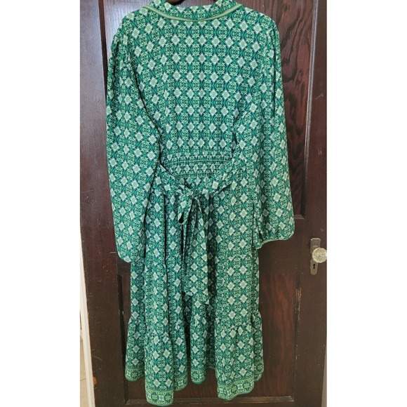 NWT Max Studio Green Geometric Print Women's MIDI Dress Size 2X Boho Chic - Picture 7 of 13